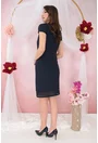 Costum - rochie bleumarin si sacou bleumarin cu buline roz