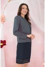 Costum - rochie bleumarin si sacou bleumarin cu buline roz