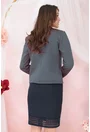Costum - rochie bleumarin si sacou bleumarin cu buline roz
