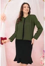 Costum - rochie neagra si sacou negru cu buline verzi