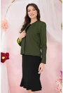 Costum - rochie neagra si sacou negru cu buline verzi