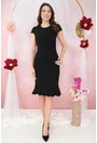 Costum - rochie neagra si sacou negru cu buline verzi