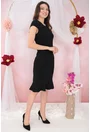 Costum - rochie neagra si sacou negru cu buline verzi