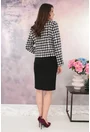 Costum - sacou cu model alb-negru picior de cocos si fusta neagra