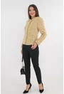 Costum - sacou galben din stofa bucle si pantaloni negri