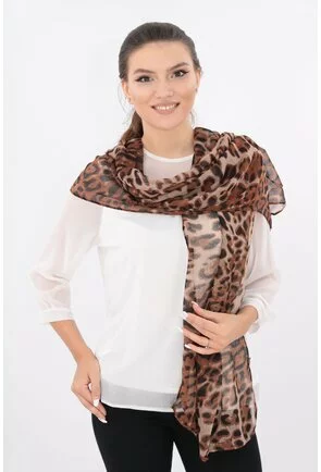 Esarfa maro cu desen animal print
