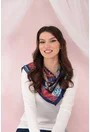 Esarfa patrata satinata albastru regal cu print abstract multicolor