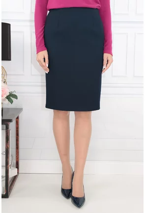 Fusta conica din stofa bleumarin