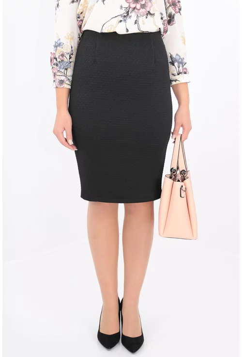 Fusta conica neagra din brocard elastic