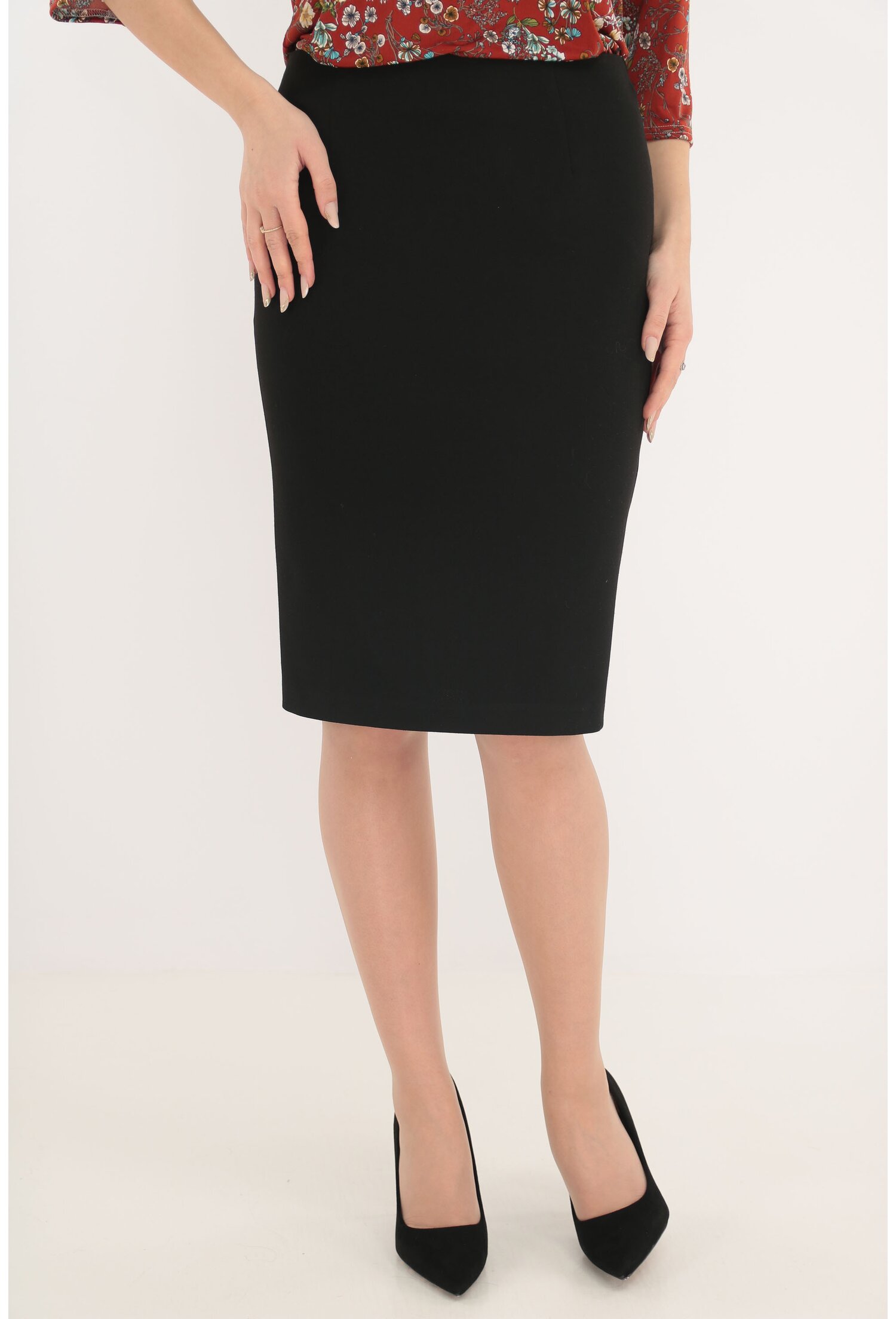 Poze Fusta office din stofa neaga