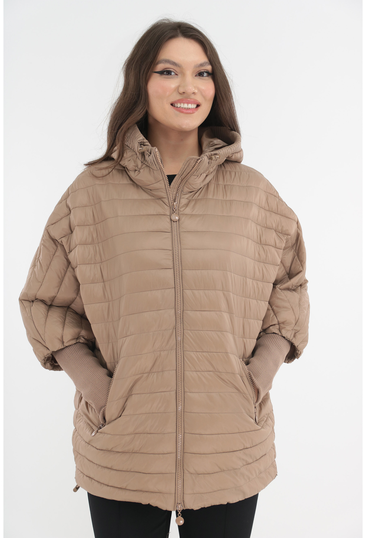 Geaca matlasata camel oversized