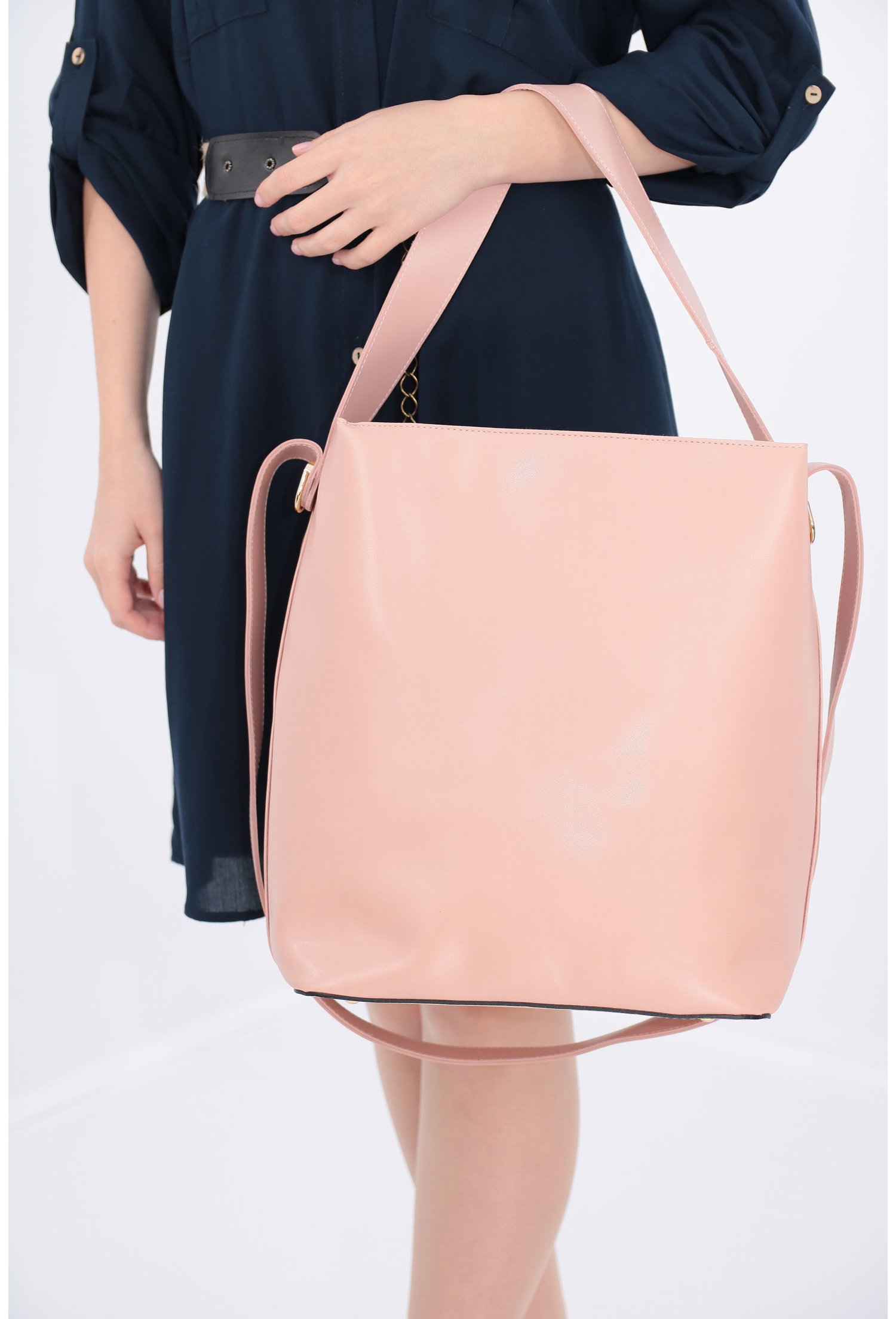 Geanta shopping roz pudra