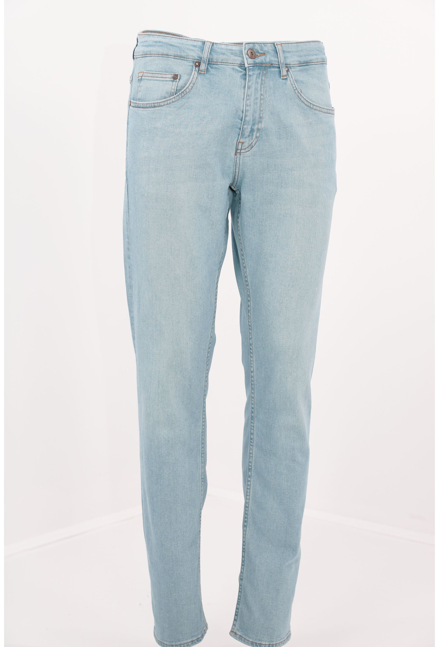 Jeans bleu slim fit decolorati