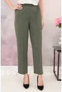 Pantaloni clasici din stofa subtire olive cu elastic in talie