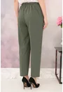 Pantaloni clasici din stofa subtire olive cu elastic in talie