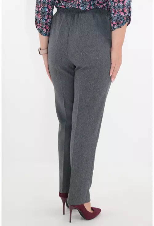 Pantaloni clasici lungi din stofa gri cu elastic in talie