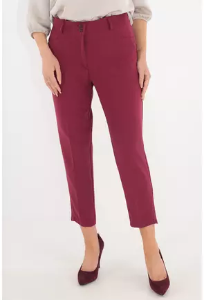 Pantaloni conici 7/8 bordo cu strasuri