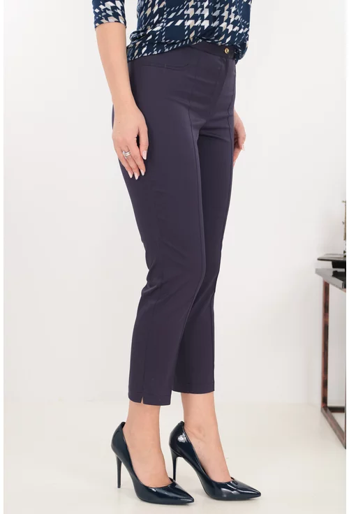 Pantaloni conici 7/8 din stofa violet