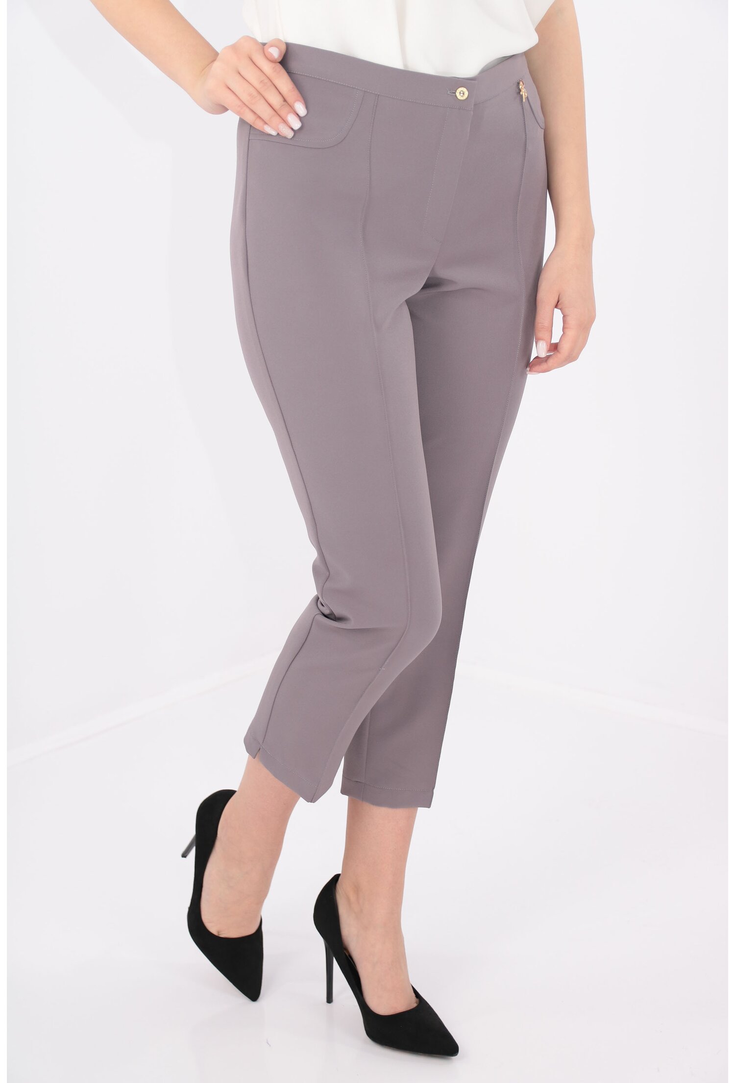 Pantaloni conici 7/8 gri
