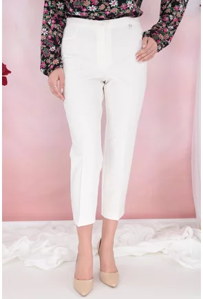 Pantaloni conici albi 7/8