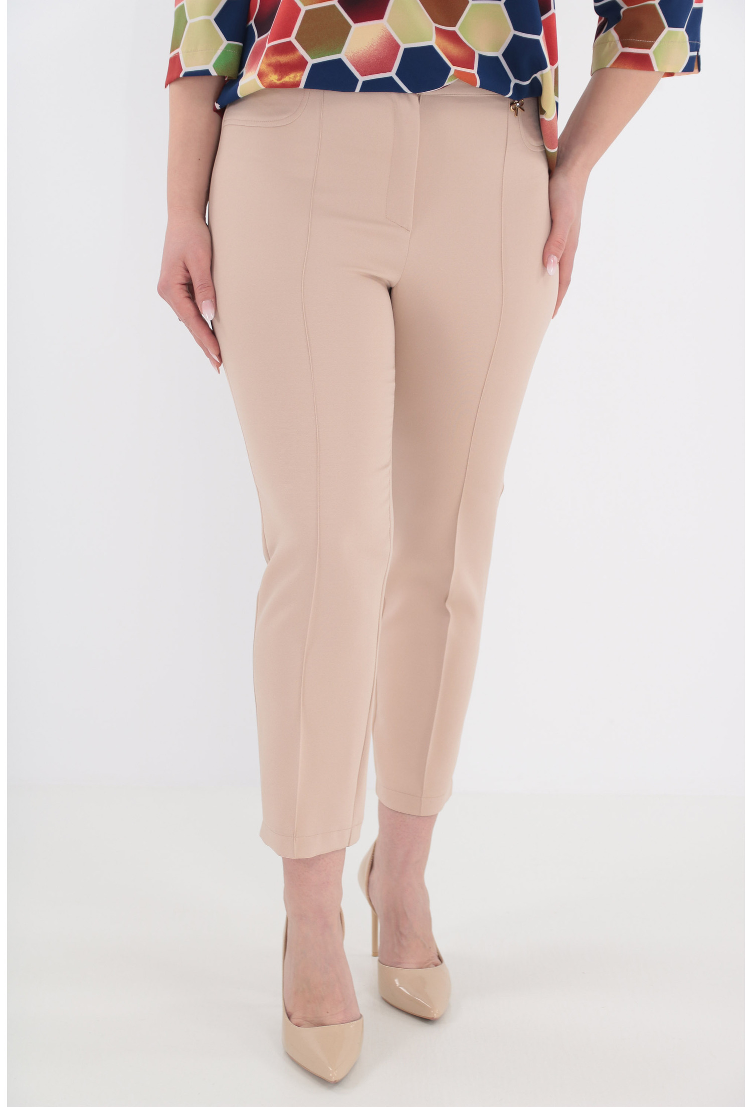 Pantaloni conici bej 7/8