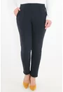 Pantaloni flausati bleumarin cu fermoare la buzunare