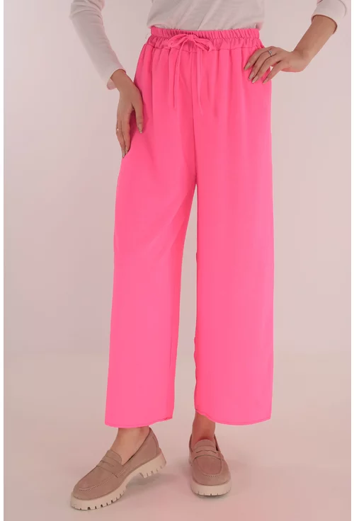 Pantaloni lejeri roz cu elastic in talie
