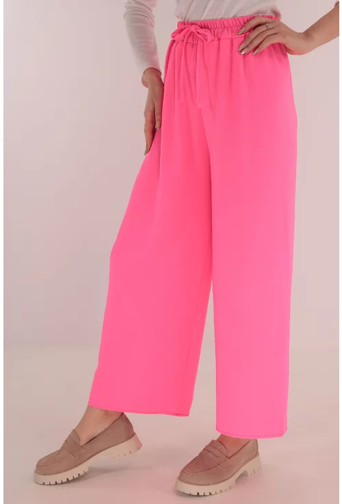 Pantaloni lejeri roz cu elastic in talie
