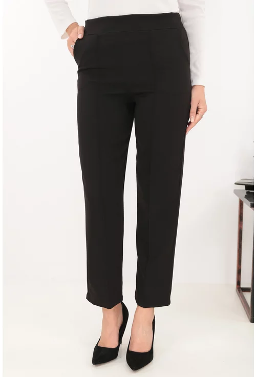 Pantaloni office negri din stofa elastica