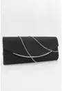 Plic negru din material texturat stralucitor cu element decorativ