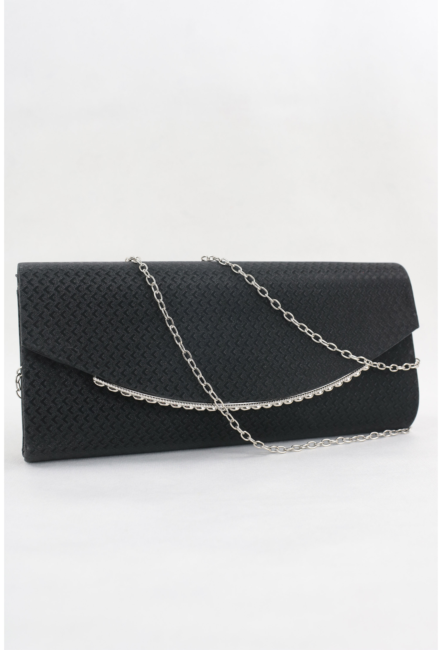 Poze Plic negru din material texturat stralucitor cu element decorativ
