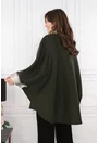 Poncho din lana olive cu blanita la mansete si guler