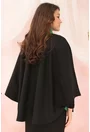 Poncho din stofa neagra din lana cu insertii din stofa verde
