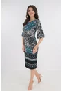 Rochie albastra cu imprimeu floral si bordura