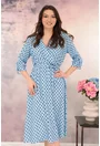 Rochie bleu cu buline si decolteu parte peste parte