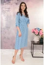 Rochie bleu cu buline si decolteu parte peste parte