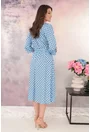 Rochie bleu cu buline si decolteu parte peste parte