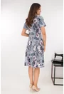 Rochie bleu in clini cu print floral gri