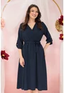 Rochie bleumarin cu decolteu parte peste parte