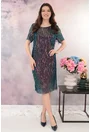 Rochie bleumarin cu franjuri si paiete cu reflexii multicolore