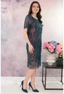 Rochie bleumarin cu franjuri si paiete cu reflexii multicolore