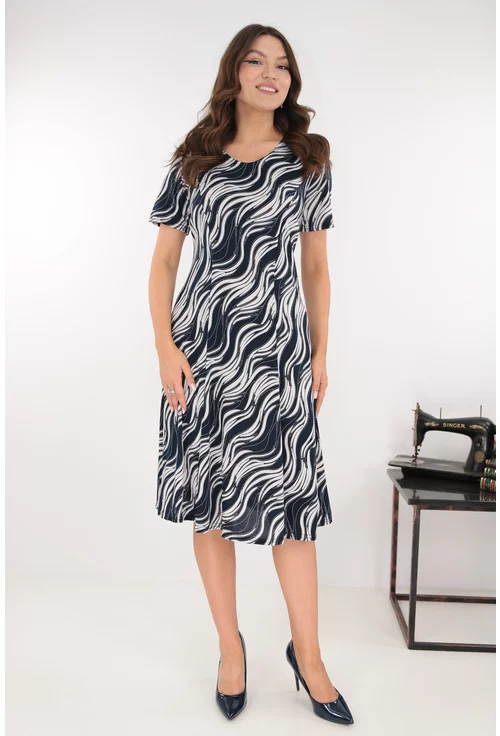 Rochie bleumarin in clini cu dungi albe