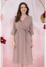 Rochie cafenie cu decolteu parte peste parte