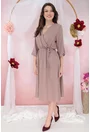 Rochie cafenie cu decolteu parte peste parte