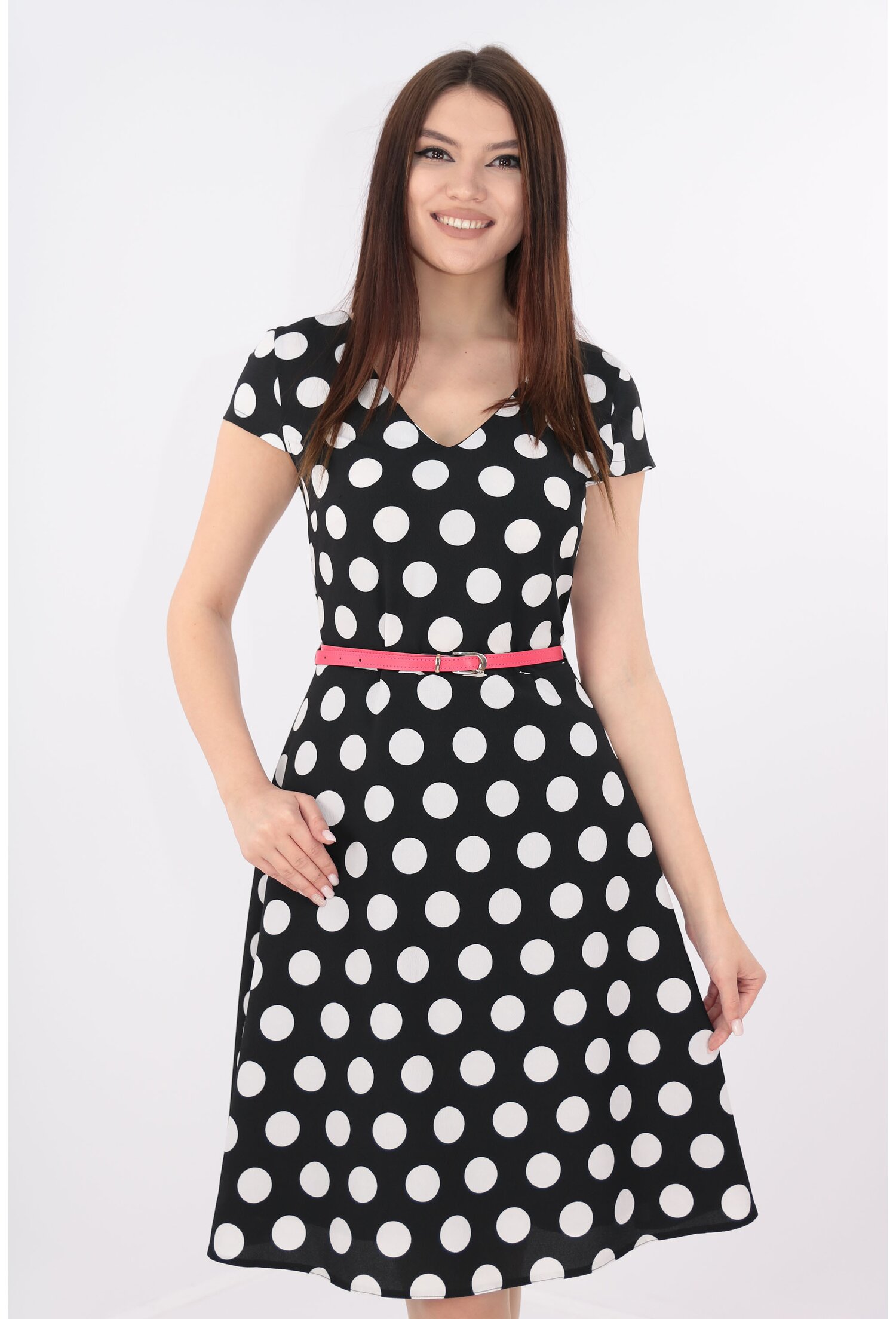 Rochie clos neagra cu buline albe