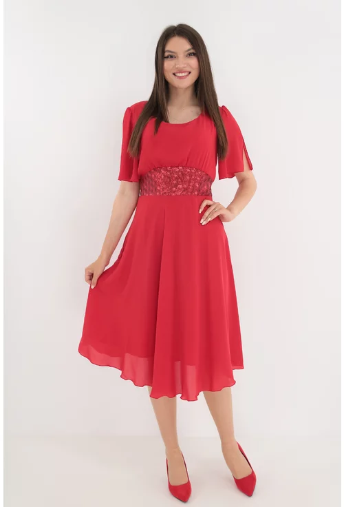 Rochie clos rosie cu cordon din paiete