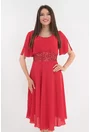 Rochie clos rosie cu cordon din paiete