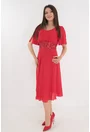 Rochie clos rosie cu cordon din paiete