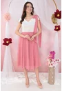 Rochie clos roz cu bust din brocart ivory