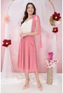 Rochie clos roz cu bust din brocart ivory